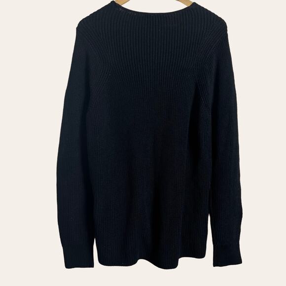 COS Black Cut Out Ribbed Knit Cotton Oversized Pullover Sweater Size M - Picture 6 of 9